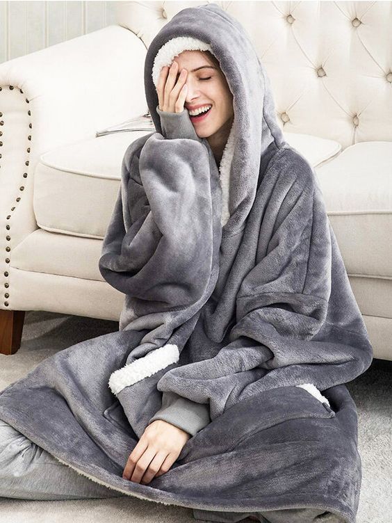 D-Warm Blanket Hoodie - Ultra-Cozy Sherpa Wearable Blanket for Women, Men & Kids | Perfect Gifts for All Seasons, Warm Sweatshirt Blanket